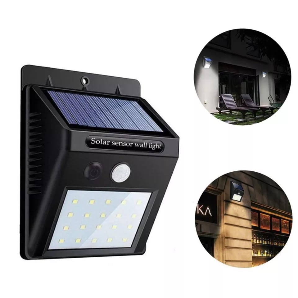 Lámpara Solar LED con Sensor de Movimiento — IP64 Exterior